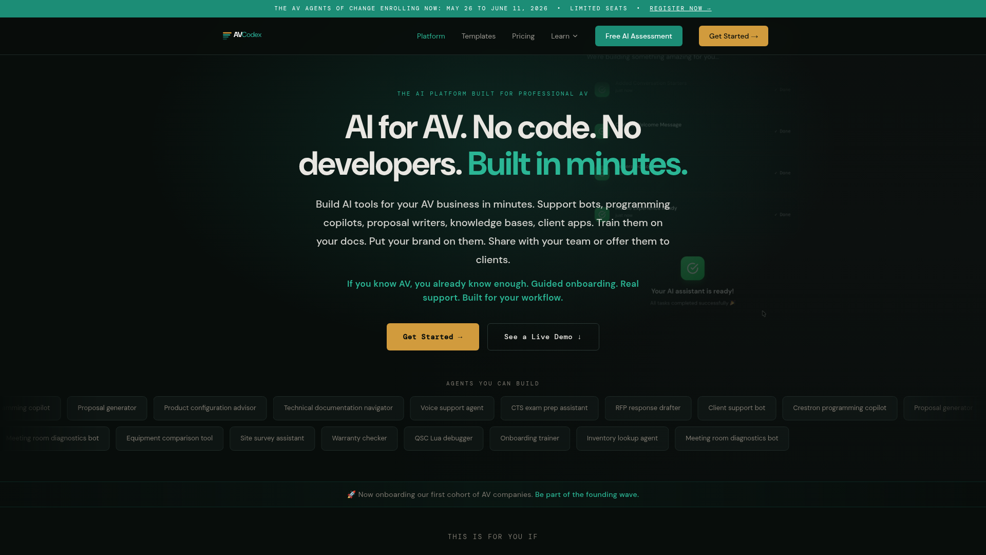 Screenshot of AVCodex homepage
