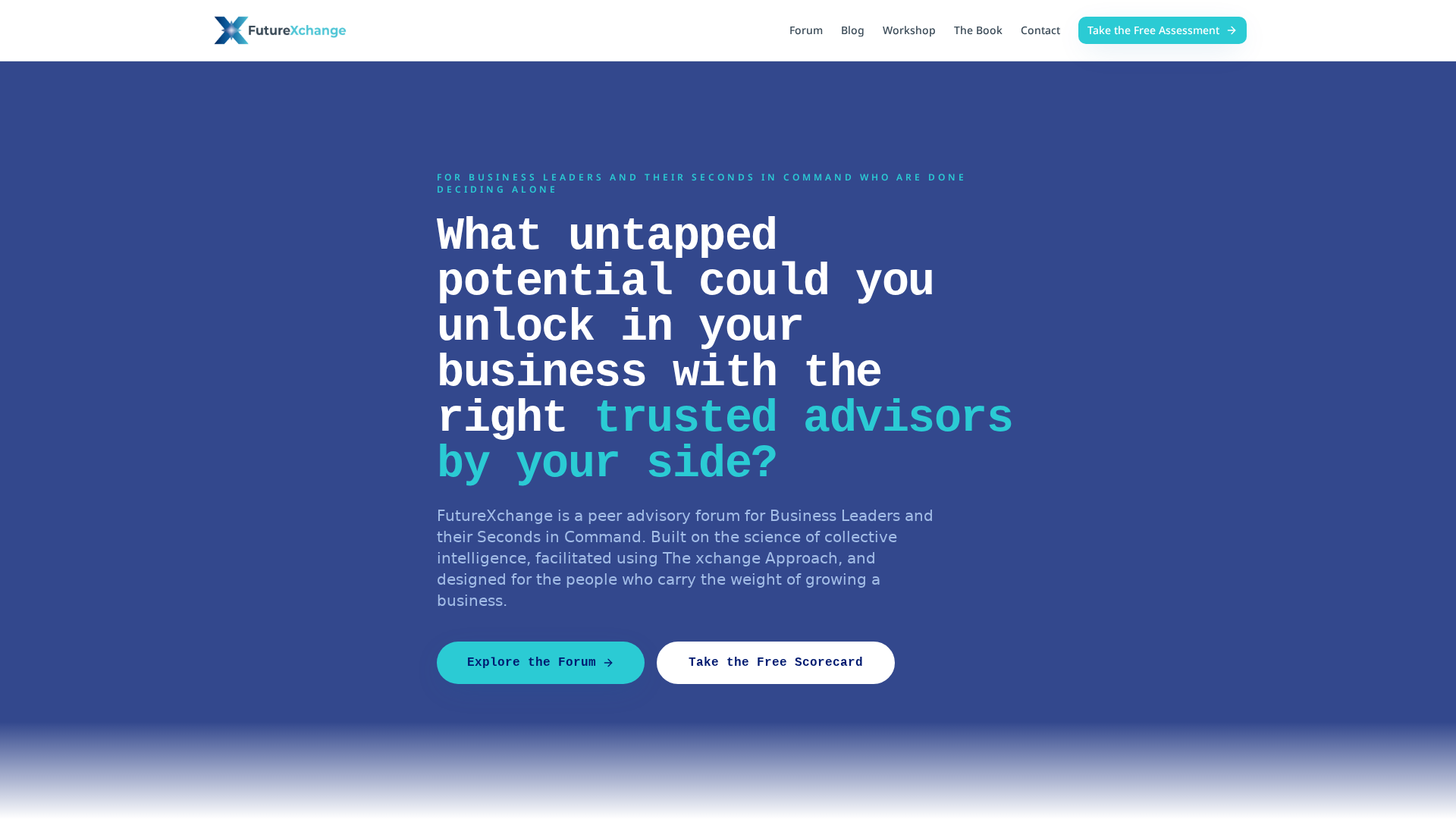 Screenshot of FutureXchange homepage